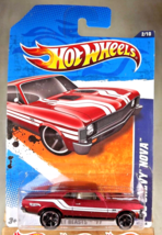 2011 Hot Wheels #82 Street Beasts 2/10 &#39;68 CHEVY NOVA Satin Red w/Black MC5 Sp - £8.65 GBP
