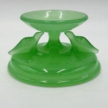 HOUZE Art Glass Jadeite Jade Green Vintage 1930&#39;s Bowl Stand Seals 2.5”x... - $108.00