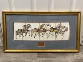 Nancy H. Strailey Cottman&#39;s Carousel Horses /200 Signed Framed Art 25.5&quot;x13.5&quot; - £350.64 GBP