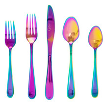 Gibson Home Stravidia 20 Piece Flatware set in Rainbow Stainless Steel - £52.81 GBP
