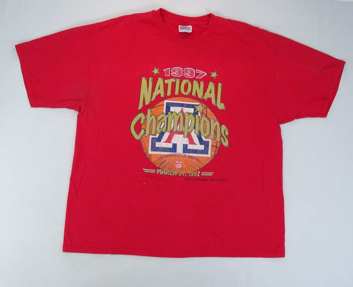Primary image for Vintage Arizona Wildcats Shirt Mens Large Red National Champions 1997 Pro Player