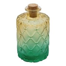Small Two-Toned Aqua Green &amp; Golden Orange Colored Glass Round Apothecar... - $14.32