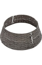 Tree Nest Christmas Decal Covered Tree Collar, Woven Rattan Appearance, Gray - £19.13 GBP