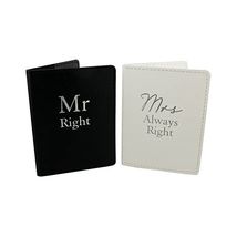 Amore Set of 2 Mr Right &amp; Mrs Always Right Black and White Passport Hold... - $31.00