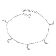 Crystal moon charm sterling silver bracelet - £14.20 GBP