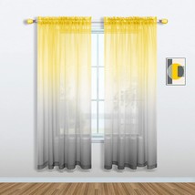 Set Of 1 Panel Pole Pocket Faux Linen Semi Sheer Drapes Ombre Voile Curtains For - £30.61 GBP