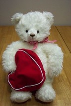 Hallmark White Teddy Bear W/ Heart Bag Stuffed Animal - £14.51 GBP