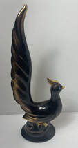 Vintage MCM Sutton&#39;s Creations Redware Japan Black Gold Trim Phoenix Bird 13in - £14.95 GBP