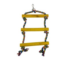 Multicolor Rope and Yellow wood Ladder Bird/Parrot Toy 10&quot; - £6.18 GBP
