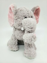 Goffa Elephant Soft Fluffy Gray Trunk Up 10&quot; Plush Stuffed Animal Toy B307 - £9.42 GBP