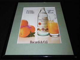 1986 Bacardi Rum &amp; Orange Juice Framed 11x14 ORIGINAL Vintage Advertisem... - £27.14 GBP