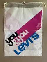 VTG Levi’s 1980’s You &amp; You Denim Jeans Store Shopping Bag White Drawstr... - $14.59
