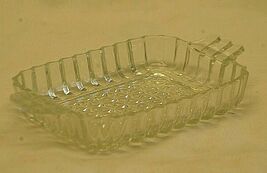 Clear Glass Candy Olive Pickle Dish Tray Ribbed Sides Tab Handles Unknow... - $16.82