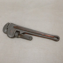 Vtg Rigid 10in Pipe Wrench Cast Iron Made in USA Elyria Ohio Rustic Patina - $26.73