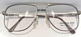 VTG Aviator Style Eyeglasses Gray Mink Metal Frame Double Bridge Stainle... - £29.80 GBP