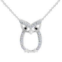 14K White Gold Plated 1CT Round Cut Real Moissanite Owl Shape Pendant Necklace - £77.82 GBP