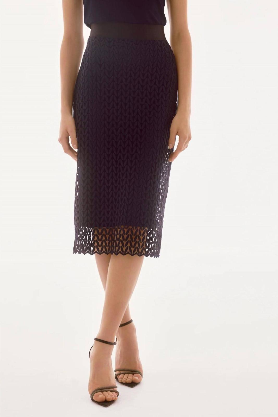 Joseph Ribkoff High-Waist Knitted Pencil Skirt Midnight Blue - $125.00