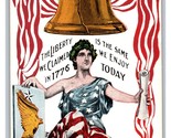 Liberty Bell Lady Libertà IN Bandiera Patriottico Unp Non Spedite DB Car... - $10.20