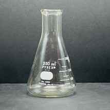 Pyrex lab flask corning erlenmeyer 250 ml laboratory glass vtg narrow mo... - $19.75