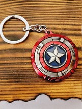 Captain America Shield - Steve Rogers - Brushed Nickel Colored Metal Keychain Wi - £7.79 GBP
