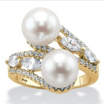 Womens 18K Gold Over Sterling Silver Freshwater Pearl Ring Size 6 7 8 9 10 - £96.21 GBP