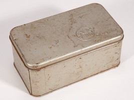 Vintage Silver Metal Tin with Detachable Lid - Dixie Mix Rectangular Box - £11.21 GBP