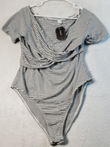 Soly Hux Bodysuit Womens Large Black White Striped Viscose Short Sleeve ... - £12.94 GBP