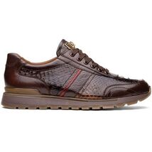 Brescia Snake and Classic Calfskin Fashion Sneaker Brown image 2