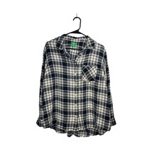 Dip Shirt Womens Plus Size 2X Plaid Checker Black White Button Up Long Sleeve - £18.80 GBP