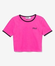 MSRP $35 Fila Pink Glow &amp; Black Contrast Perla Crop Top Black Size Medium NWOT - £10.28 GBP