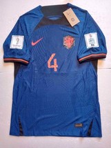 Virgil van Dijk Netherlands 2022 World Cup Match Slim Blue Away Soccer Jersey - £80.42 GBP
