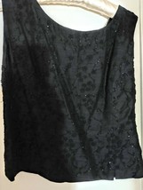 Beaded Black Silk Shantung Shell/Evening Top-Size 16 - £66.17 GBP