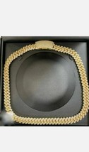20Ct E/VS1 MOISSANITE Men&#39;s 13mm x 24&quot; Miami Cuban Link Chain Yellow Gold Plated - £1,406.51 GBP