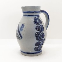 German Westerwald Pottery Jug, Handmade, Blue Glaze Ceramic, Vintage - £22.04 GBP