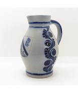 German Westerwald Pottery Jug, Handmade, Blue Glaze Ceramic, Vintage - £22.02 GBP