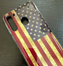 For Samsung Galaxy A21 - Ultra Thin Tpu Rubber Case Cover Red Usa American Flag - £14.26 GBP