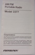 Vintage Soundesign AM/FM Portable Radio Model 2277  - $4.09 CAD