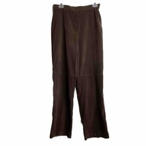 White Stag Womens Dark Brown Faux Suede Dress Pants Size 10 Flat Front Zip - $12.16