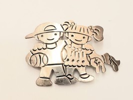 925 Sterling silver Boy And Girl  Pendant  Brooch - $13.10