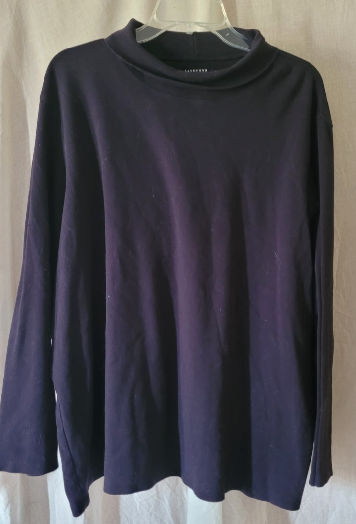 Women&#39;s Land&#39;s End 3X Turtleneck Navy Blue Casual Winter Warm Medium Wei... - $15.99