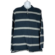 The Foundry Men&#39;s Big &amp; Tall Blue Striped Long Sleeved Polo Shirt Size LT - £14.54 GBP
