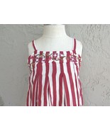 April Cornell Girls Size 2 Red Stripe Embroidered Sun Dress Sundress 33470 - £35.47 GBP