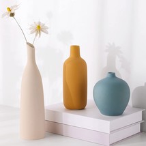 Colorful Ceramic Vase Set Of 3 - Small Vases Minimalism Style For Modern Home - £29.09 GBP