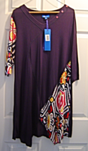 Aster by Firmiana Navy Dress Tribal Accents Asemmetrical Hem Women&#39;s Siz... - £19.97 GBP