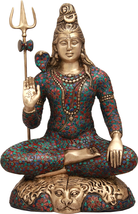 22&quot; Mahayogi Shiva in Ashirwad Mudra In Brass With Inlay Work | Handmade - £790.41 GBP