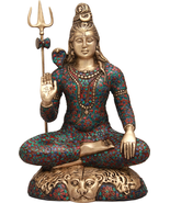 22&quot; Mahayogi Shiva in Ashirwad Mudra In Brass With Inlay Work | Handmade - £787.67 GBP