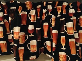 Beer Mugs Glasses Valance or Curtain Panel kitchen window treatment Curtains Bar - $9.50+