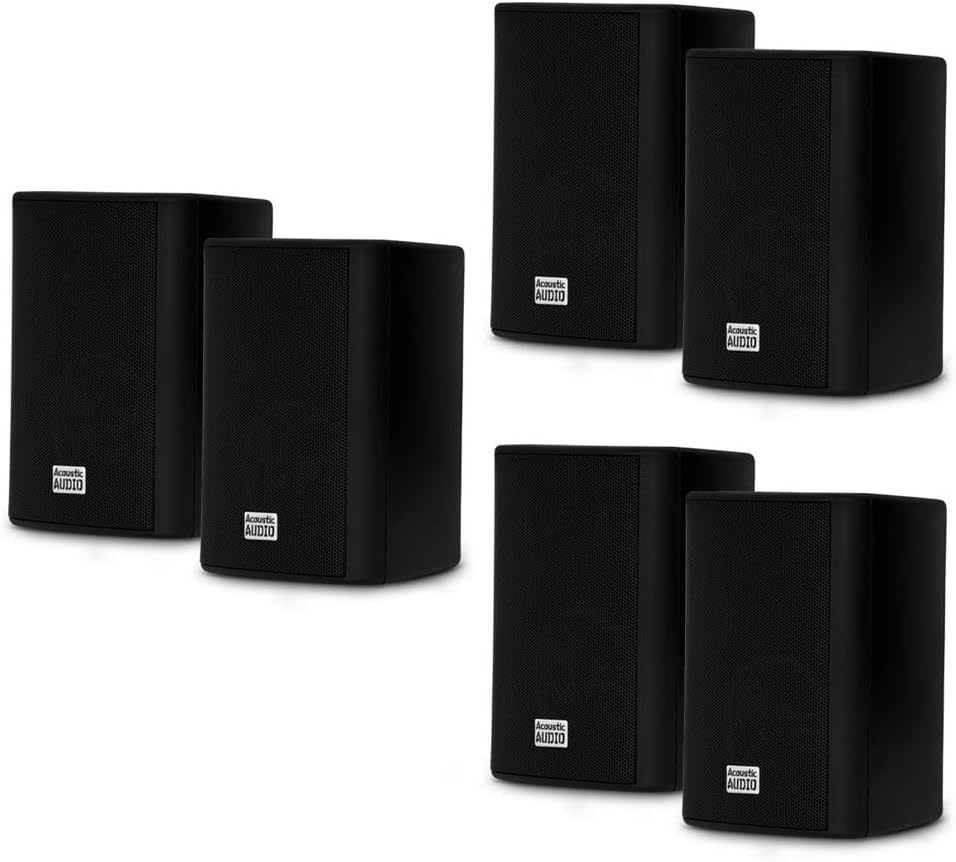 Acoustic Audio Aa351B Indoor Outdoor 2 Way Black Speakers 1500 Watt 3 Pair, 3Pr  			