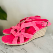 Cole Haan Crystal Wedge Leather Espadrille Strap Sandal, Pink, Size 9, NWOB - £64.38 GBP