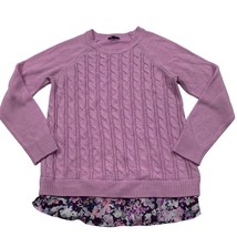 The Limited Womens Medium Lilac Cable Knit Sweater With Floral Hem - $199.09 MXN